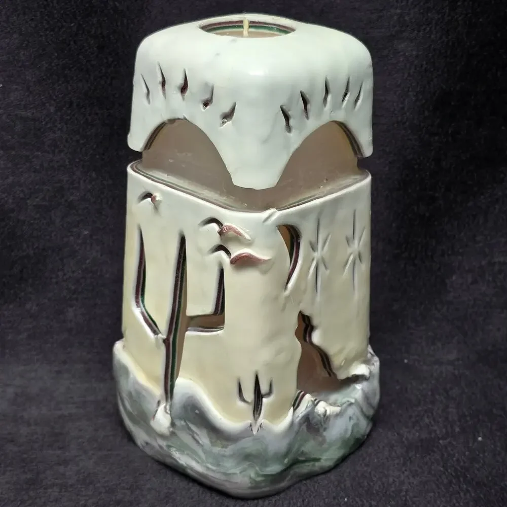 Hand Carved Desert Night Life Designed Large Candle Rare